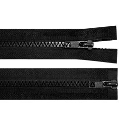 Two-way plastic zipper no 5, open-end, 2 sliders, length 80 cm, jacket - Black (1 Piece)