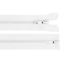 Fermeture éclair bidirectionnelle en plastique no 5, extrémité ouverte, 2 glissières, longueur 80 cm, pour veste - Blanc (1 Pièce)