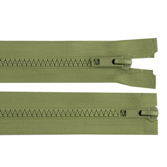 Fermeture éclair bidirectionnelle en plastique no 5, extrémité ouverte, 2 glissières, longueur 85 cm, pour veste - Gris-vert (10 Pièces) Fermeture éclair bidirectionnelle en plastique no 5, extrémité ouverte, 2 glissières, longueur 85 cm, pour veste - Gris-vert (10 Pièces)