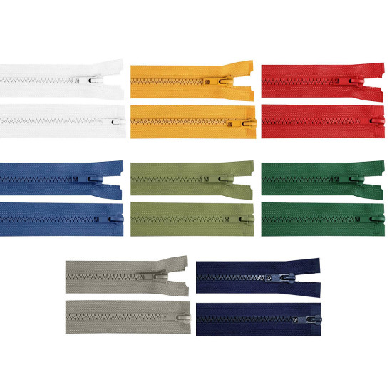 Fermeture éclair bidirectionnelle en plastique no 5, extrémité ouverte, 2 glissières, longueur 85 cm, pour veste - Gris-vert (10 Pièces) Fermeture éclair bidirectionnelle en plastique no 5, extrémité ouverte, 2 glissières, longueur 85 cm, pour veste - Gris-vert (10 Pièces)