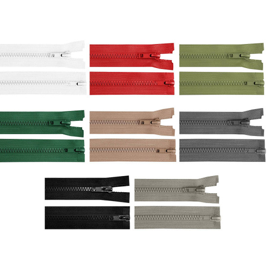 Fermeture éclair bidirectionnelle en plastique no 5, extrémité ouverte, 2 glissières, longueur 95 cm, pour veste - Noir (1 Pièce) Fermeture éclair bidirectionnelle en plastique no 5, extrémité ouverte, 2 glissières, longueur 95 cm, pour veste - Noir (1 Pièce)
