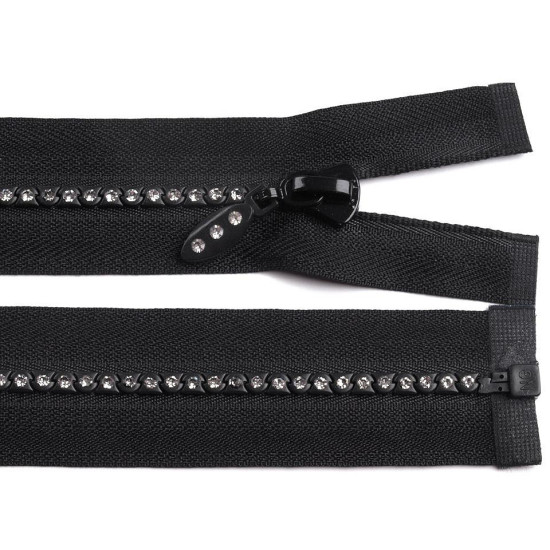 Rhinestone plastic zipper no 4, length 50 cm - White (1 Piece) Rhinestone plastic zipper no 4, length 50 cm - White (1 Piece)
