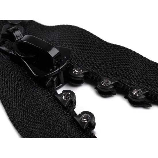 Rhinestone plastic zipper no 4, length 50 cm - White (1 Piece) Rhinestone plastic zipper no 4, length 50 cm - White (1 Piece)