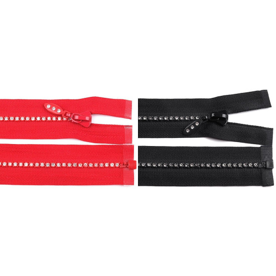 Rhinestone plastic zipper no 4, length 50 cm - White (1 Piece) Rhinestone plastic zipper no 4, length 50 cm - White (1 Piece)