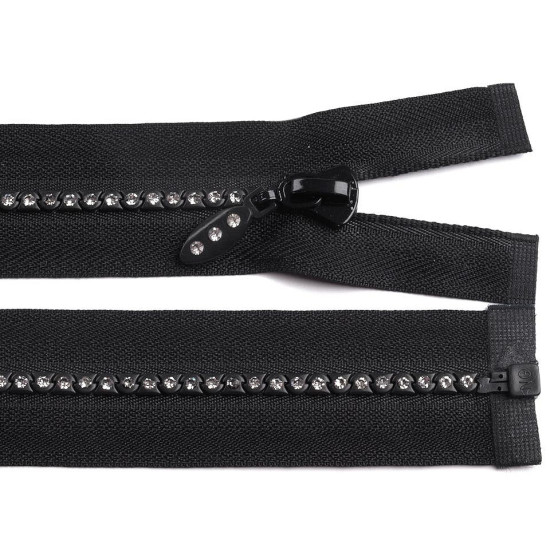 Rhinestone plastic zipper no 4, length 65 cm - White (1 Piece) Rhinestone plastic zipper no 4, length 65 cm - White (1 Piece)