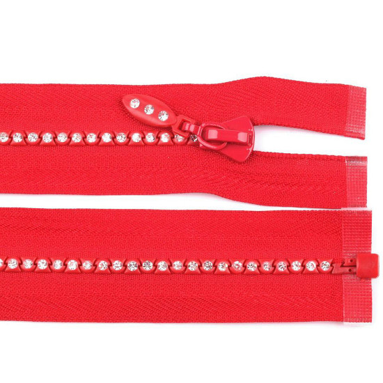 Rhinestone plastic zipper no 4, length 65 cm - White (1 Piece) Rhinestone plastic zipper no 4, length 65 cm - White (1 Piece)