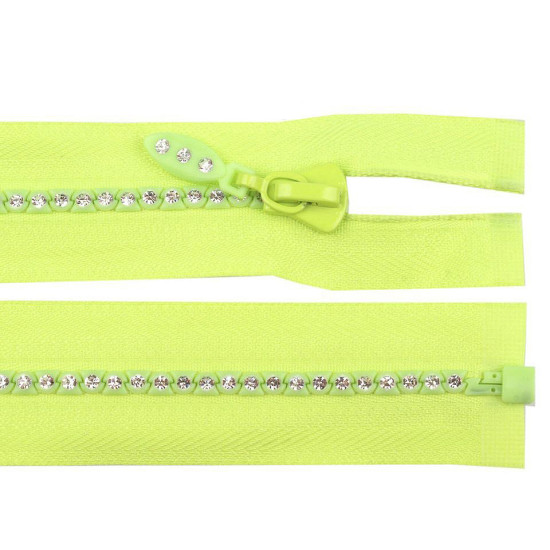 Rhinestone plastic zipper no 4, length 65 cm - White (1 Piece) Rhinestone plastic zipper no 4, length 65 cm - White (1 Piece)