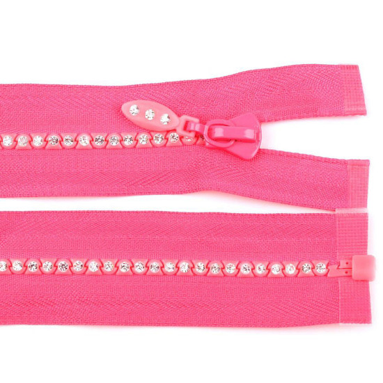 Rhinestone plastic zipper no 4, length 65 cm - White (1 Piece) Rhinestone plastic zipper no 4, length 65 cm - White (1 Piece)