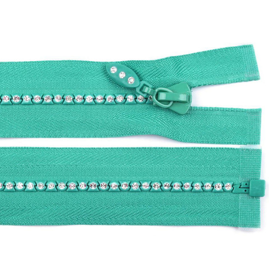 Rhinestone plastic zipper no 4, length 65 cm - White (1 Piece) Rhinestone plastic zipper no 4, length 65 cm - White (1 Piece)