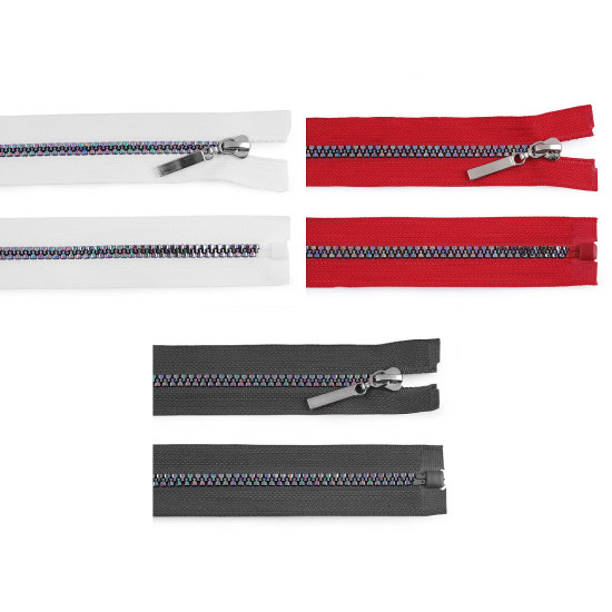 Rainbow plastic zipper no 5, length 80 cm - Grey (25 Pieces)