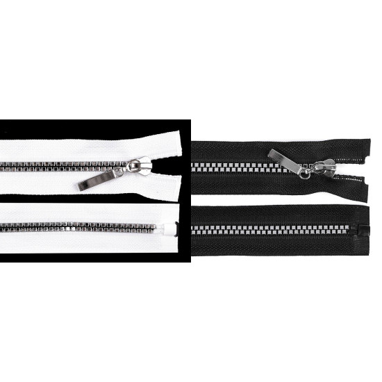 Plastic / vislon zipper no 5, length 50 cm, square teeth - White (1 Piece) Plastic / vislon zipper no 5, length 50 cm, square teeth - White (1 Piece)