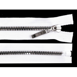 Plastic / vislon zipper no 5, length 50 cm, square teeth - White (1 Piece)
