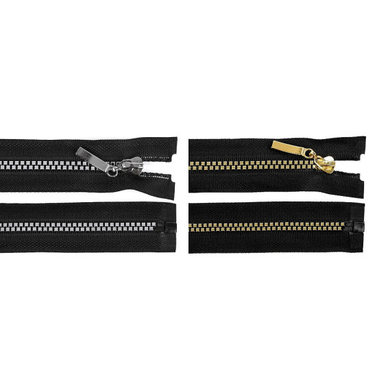 Plastic / vislon zipper no 5, length 60 cm, square teeth - Black (1 Piece) Plastic / vislon zipper no 5, length 60 cm, square teeth - Black (1 Piece)