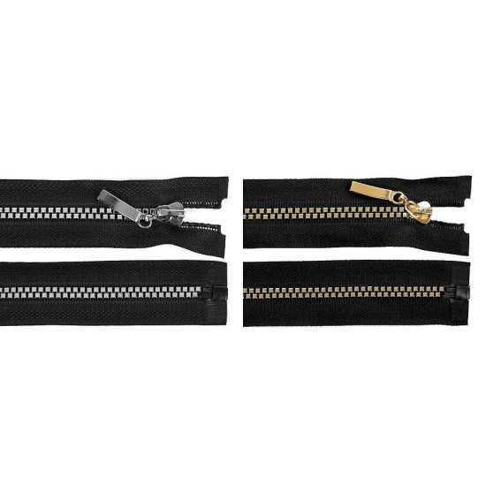 Plastic / vislon zipper no 5, length 80 cm, square teeth - Black (1 Piece) Plastic / vislon zipper no 5, length 80 cm, square teeth - Black (1 Piece)