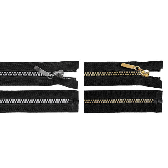Plastic / vislon zipper no 5, length 80 cm, square teeth - Black (1 Piece) Plastic / vislon zipper no 5, length 80 cm, square teeth - Black (1 Piece)