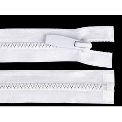 Plastic / vislon no 5, length 70 cm, round teeth - White (1 Piece)
