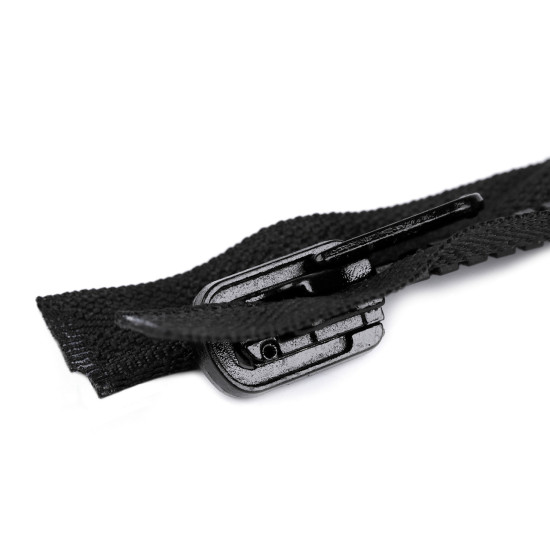 Plastic zipper, no 5, length 80 cm, with reversible slider - Black (1 Piece) Plastic zipper, no 5, length 80 cm, with reversible slider - Black (1 Piece)
