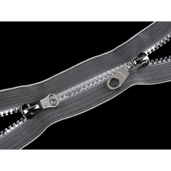 Plastic zipper no 5, 2 sliders / 2-way, open-end, 60 cm, transparent - Transparent (25 Pieces) Plastic zipper no 5, 2 sliders / 2-way, open-end, 60 cm, transparent - Transparent (25 Pieces)