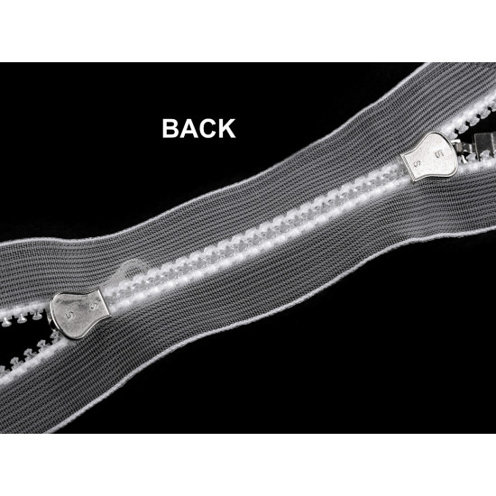 Plastic zipper no 5, 2 sliders / 2-way, open-end, 60 cm, transparent - Transparent (25 Pieces) Plastic zipper no 5, 2 sliders / 2-way, open-end, 60 cm, transparent - Transparent (25 Pieces)
