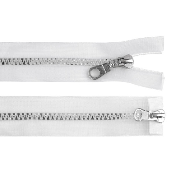 Plastic zipper no 5, 2 sliders / 2-way, open-end, 60 cm, transparent - Transparent (25 Pieces) Plastic zipper no 5, 2 sliders / 2-way, open-end, 60 cm, transparent - Transparent (25 Pieces)
