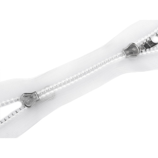 Plastic zipper no 5, 2 sliders / 2-way, open-end, 60 cm, transparent - Transparent (25 Pieces) Plastic zipper no 5, 2 sliders / 2-way, open-end, 60 cm, transparent - Transparent (25 Pieces)