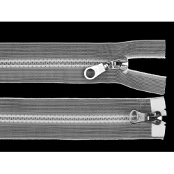 Plastic zipper no 5, 2 sliders / 2-way, open-end, 70 cm, transparent - Transparent (1 Piece)