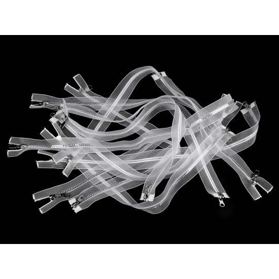 Plastic zipper no 5 2 sliders / 2-way, open-end, 90 cm, transparent - Transparent (25 Pieces) Plastic zipper no 5 2 sliders / 2-way, open-end, 90 cm, transparent - Transparent (25 Pieces)
