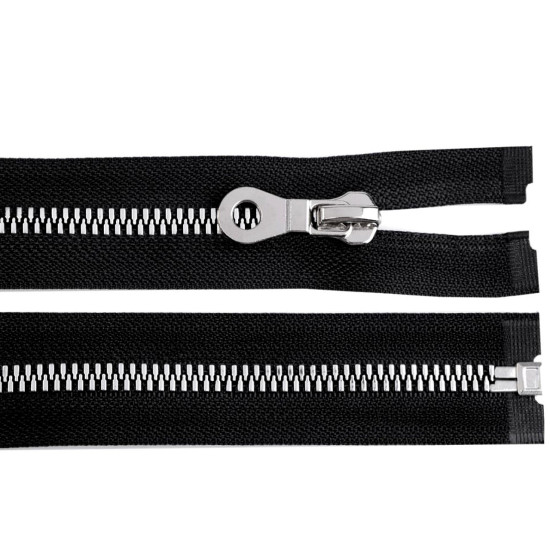 Plastic zipper, imitation metal no 8, length 90 cm, jacket - Black (10 Pieces) Plastic zipper, imitation metal no 8, length 90 cm, jacket - Black (10 Pieces)