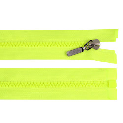 Plastic zipper no 5 length 50 cm with a decorative slider - Yellow (1 Piece)