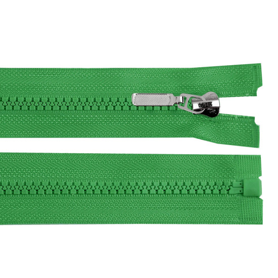 Plastic zipper no 5 length 50 cm with a decorative slider - Yellow (1 Piece) Plastic zipper no 5 length 50 cm with a decorative slider - Yellow (1 Piece)
