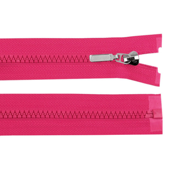 Plastic zipper no 5 length 50 cm with a decorative slider - Yellow (1 Piece) Plastic zipper no 5 length 50 cm with a decorative slider - Yellow (1 Piece)