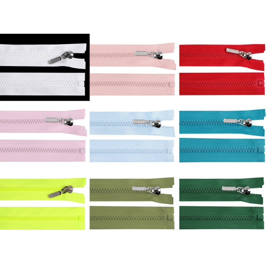 Plastic zipper no 5 length 60 cm with a decorative slider - Powder (1 Piece) Plastic zipper no 5 length 60 cm with a decorative slider - Powder (1 Piece)
