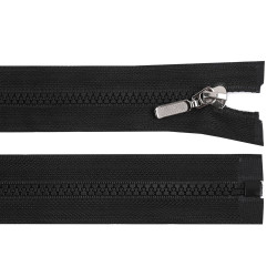 Plastic zipper no 5 length 70 cm with a decorative slider - Black (1 Piece)