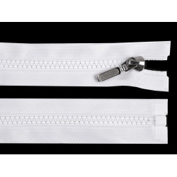 Plastic zipper no 5 length 80 cm with a decorative slider - White (1 Piece)
