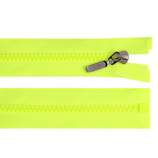 Plastic zipper no 5 length 80 cm with a decorative slider - White (1 Piece) Plastic zipper no 5 length 80 cm with a decorative slider - White (1 Piece)