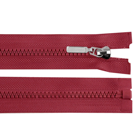 Plastic zipper no 5 length 80 cm with a decorative slider - White (1 Piece) Plastic zipper no 5 length 80 cm with a decorative slider - White (1 Piece)