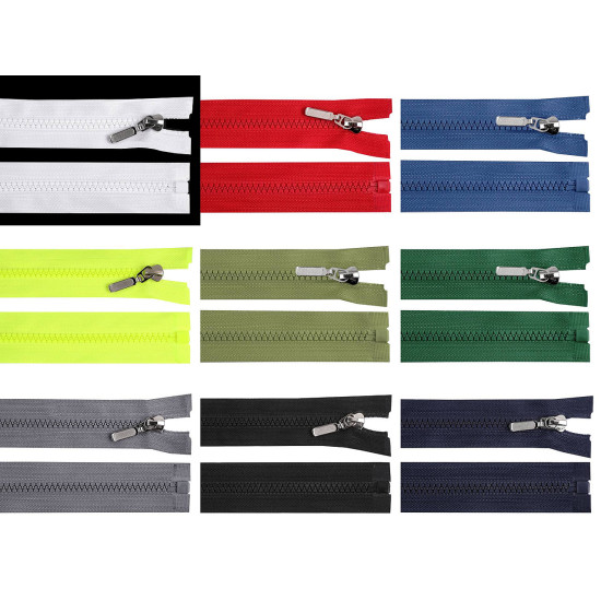 Plastic zipper no 5, length 90 cm with a decorative slider - Spruce green (1 Piece) Plastic zipper no 5, length 90 cm with a decorative slider - Spruce green (1 Piece)