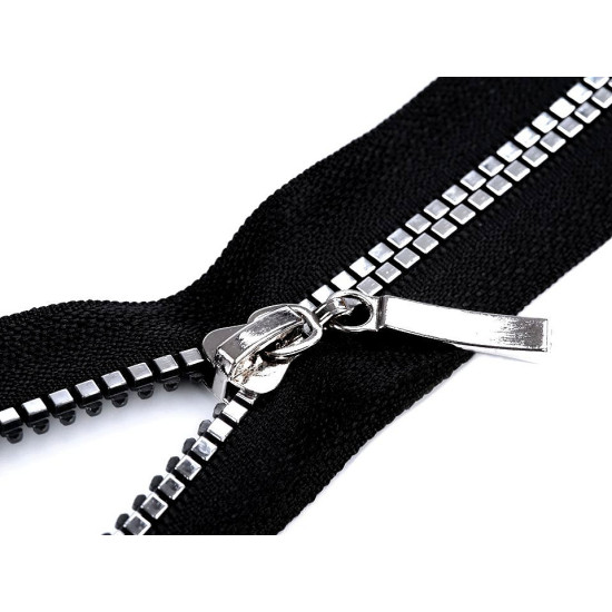 Plastic zipper no 5 length 90 cm square teeth - Black (1 Piece) Plastic zipper no 5 length 90 cm square teeth - Black (1 Piece)