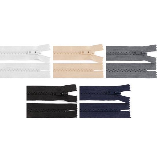 Plastic zipper no 5, length 20 cm - White (1 Piece)