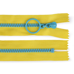 Zamek błyskawiczny kostkowy kolorowy no 5  długość 20 cm z ozdobnym suwakiem - Żółty (1 Sztuka)