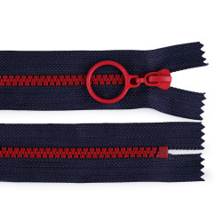Zamek błyskawiczny kostkowy kolorowy no 5  długość 20 cm z ozdobnym suwakiem - Granatowy (1 Sztuka)