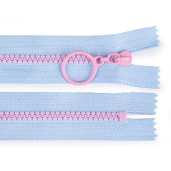 Zamek błyskawiczny kostkowy kolorowy no 5  długość 20 cm z ozdobnym suwakiem - Niebieski lodowy (1 Sztuka)