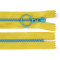 Cremallera de plástico de color del n.º 5 con cursor decorativo, largo 15 cm - Amarillo (1 Pieza)