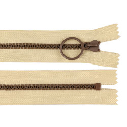 Plastic zipper colored no 5, length 15 cm with a decorative slider - Lightbeige (1 Piece)