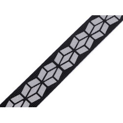 Taśma z odblaskowym nadrukiem szerokość 20 mm - Czarny (1 Metr)