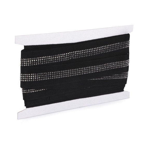 Taśma lampas / rypsowa z szlifowanymi kamyczkami szerokość 30 mm - Czarny (1 Metr) Taśma lampas / rypsowa z szlifowanymi kamyczkami szerokość 30 mm - Czarny (1 Metr)