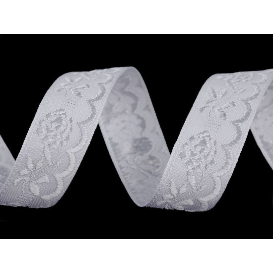 Krajka szerokość 20 mm - Biało - niebieska (25 Metry) Krajka szerokość 20 mm - Biało - niebieska (25 Metry)