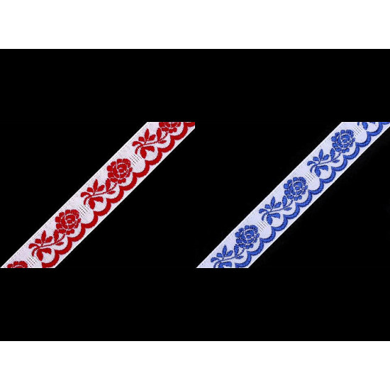 Krajka szerokość 20 mm - Biało - niebieska (25 Metry) Krajka szerokość 20 mm - Biało - niebieska (25 Metry)