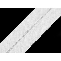 Nastro in sbieco, in cotone, larghezza da chiuso: 40 mm - Bianco (100 Metri)