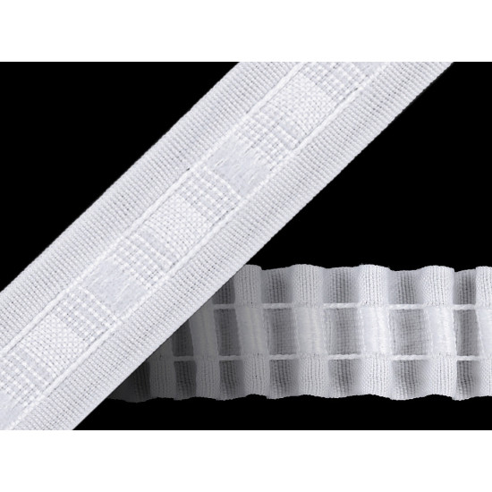 Taśma firanowa marszczenie dowolne szerokość 25 mm - White (50 Metry) Taśma firanowa marszczenie dowolne szerokość 25 mm - White (50 Metry)
